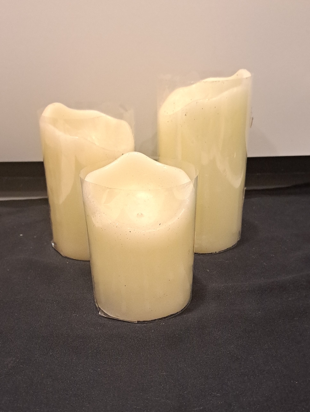 Nwt Lot Of 3 Cream Colored LED Candles.6",5",4"